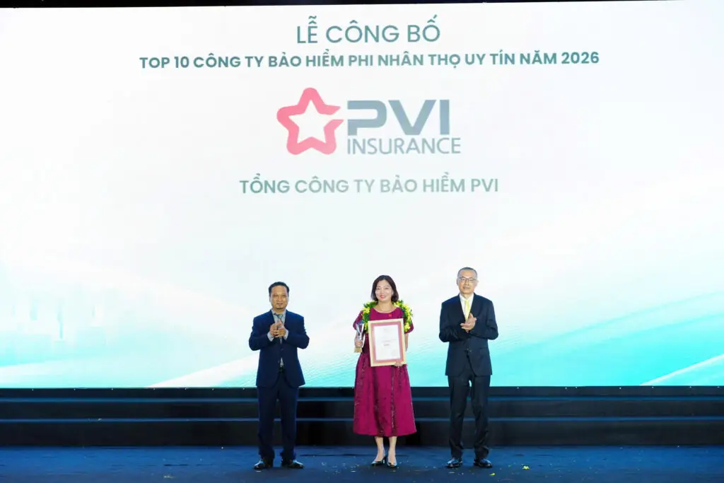 Đại diện Bảo hiểm PVI nhận giải Top 1 uy tín năm 2026